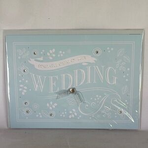 NWT BURGOYNE Wedding Greeting Card in Pale Blue with Silver Accents-5X7